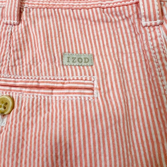 $50 IZOD Seersucker Shorts Mens 38 PinkWhite Stripe Cotton Preppy Casual Coastal - Picture 5 of 7